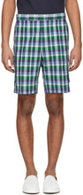 Thom Browne Blue Madras Gusseted Patch Pocket Shorts - THOM BROWNE BROWNE MADRAS CORPS DE POCHE DE POCKETS GUNSETED - Thom Browne Blue Madras는 패치 포켓 반바지를 마비 시켰습니다