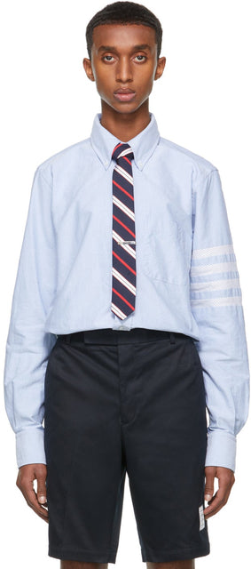 Thom Browne Blue Straight-Fit 4-Bar Shirt - Thom Browne Brown Fit Kirt 4-Bar Shirt - Thom Browne Blue 스트레이트 피트 4 바 셔츠