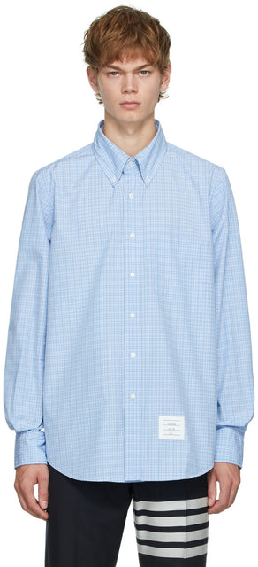 Thom Browne Blue Straight Fit Shirt - Thom Browne Brown Fit T-shirt - Thom Browne 블루 스트레이트 셔츠 셔츠