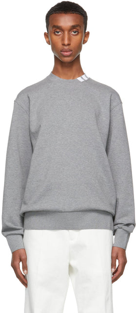 Thom Browne Grey 4-Bar Mock Neck Sweatshirt - Thom Browne Grey Sweat-shirt de 4 bar à 4 bar - Thom Browne Grey 4-Bar 모의 목 셔츠
