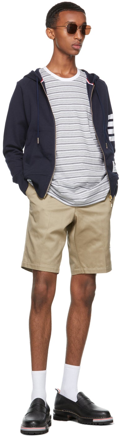 Thom Browne Grey Bar Stripe Ringer T-Shirt