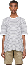 Thom Browne Grey Bar Stripe Ringer T-Shirt - T-shirt de sonnerie de barre gris de Thom browne gris - Thom Browne 그레이 바 스트라이프 링거 티셔츠