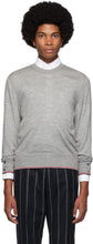 Thom Browne Grey Cashmere Classic Crewneck Sweater - Thom Browne Browne Grey Cashmere Crewneck Pull - Thom Browne 회색 캐시미어 클래식 Crewneck 스웨터