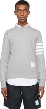 Thom Browne Grey Cotton Loopback 4-Bar Sweatshirt - Thom Browne Browne Broton Sweat-shirt à 4 bar - Thom Browne 회색 면화 루프백 4 막대 스웨터