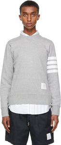 Thom Browne Grey Cotton Loopback 4-Bar Sweatshirt - Thom Browne Browne Broton Sweat-shirt à 4 bar - Thom Browne 회색 면화 루프백 4 막대 스웨터