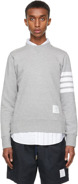 Thom Browne Grey Cotton Loopback 4-Bar Sweatshirt - Thom Browne Browne Broton Sweat-shirt à 4 bar - Thom Browne 회색 면화 루프백 4 막대 스웨터