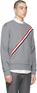 Thom Browne Grey Diagonal Stripe Sweatshirt