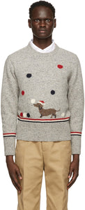 Thom Browne Grey Holiday Hector Sweater - Thom Browne Grey Holiday Hector Pull - Thom Browne 회색 휴일 헥터 스웨터