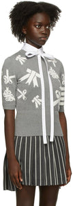 Thom Browne Grey Intarsia Ribbon 4-Bar Sweater