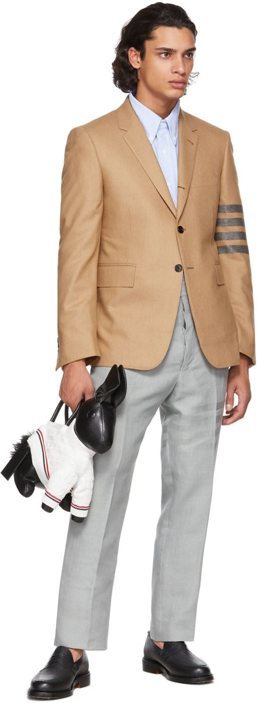 Thom Browne Grey Linen Engineered 4-Bar Trousers