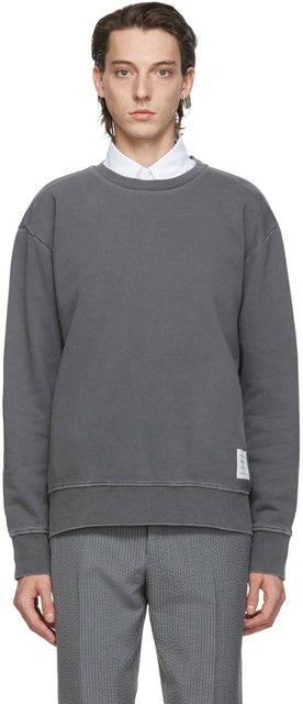 Thom Browne Grey Loopback Classic Sweatshirt - Thom Browne Grey Boucle Sweat-shirt classique - Thom Browne 그레이 루프백 클래식 스웨터