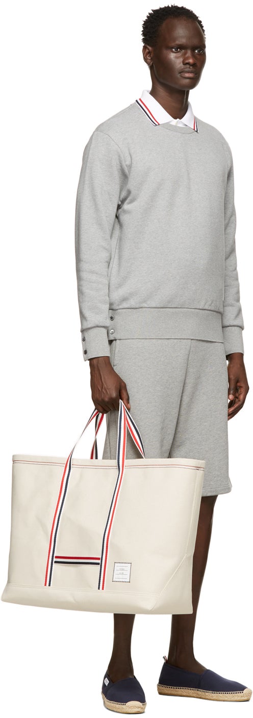 Thom Browne Grey Loopback RWB Stripe Sweatshirt
