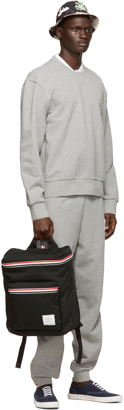 Thom Browne Grey Loopback Tipped Side Stripe Sweatshirt