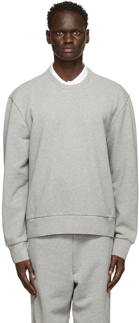 Thom Browne Grey Loopback Tipped Side Stripe Sweatshirt - Thom Browne Grey Boucle Sweat-shirt Sweat-shirt - Thom Browne 그레이 루프백은 측면 스트라이프 스웨터를 팁립니다