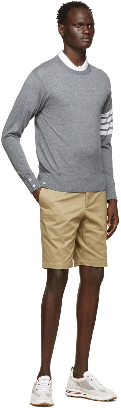 Thom Browne Grey Merino 4-Bar Sweater