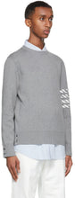 Thom Browne Grey Milano 4-Bar Stripe Crewneck Sweater