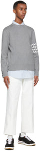Thom Browne Grey Milano 4-Bar Stripe Crewneck Sweater