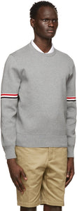 Thom Browne Grey Milano RWB Stripe Sweater