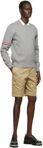 Thom Browne Grey Milano RWB Stripe Sweater