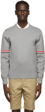 Thom Browne Grey Milano RWB Stripe Sweater - Thom Browne Grey Milano RWB Stripe Sweater - Thom Browne 회색 Milano RWB 스트라이프 스웨터