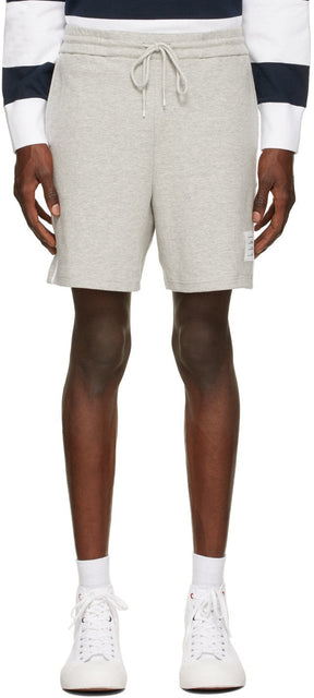 Thom Browne Grey Milano Seamed-In 4-Bar Shorts - Thom Browne Grey Milano Couts-in 4 barres de 4 barres - Thom Browne Grey Milano Seamed-in 4-Bar 반바지