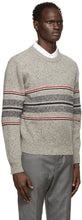 Thom Browne Grey Mohair Cricket Stripe Sweater