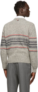 Thom Browne Grey Mohair Cricket Stripe Sweater