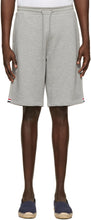 Thom Browne Grey RWB Stripe Loopback Lounge Shorts - Thom Browne Grey Grey Stripe Loopback Loopback Short - Thom Browne 그레이 RWB 스트라이프 루프백 라운지 반바지