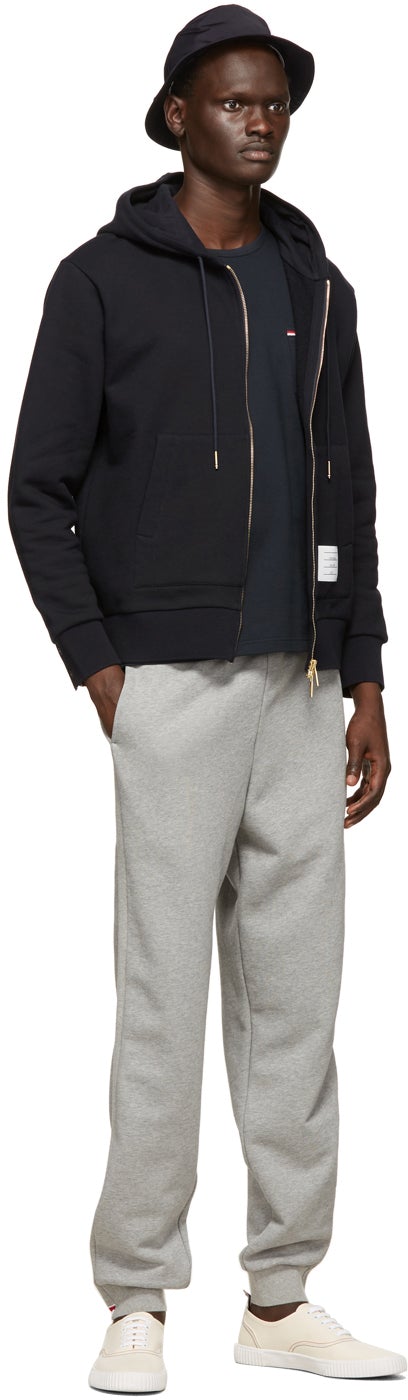 Thom Browne Grey RWB Stripe Loopback Sweatpants