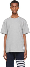 Thom Browne Grey Relaxed-Fit Side Slit T-Shirt - T-shirt fendre latérale de la face décontractée gris Thom Browne - Thom Browne 회색 편안한 맞는 사이드 슬릿 티셔츠