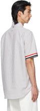 Thom Browne Grey Seersucker Stripe Short Sleeve Shirt