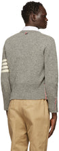 Thom Browne Grey Shetland 4-Bar Crewneck Sweater