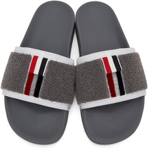 Thom Browne Grey Terry Cloth Pool Slides