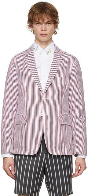 Thom Browne Multicolor Striped Classic Sport Coat Blazer - Thom Browne Blazer de sport classique à rayures multicolore - Thom Browne 여러 가지 빛깔의 스트라이프 클래식 스포츠 코트 블레이저