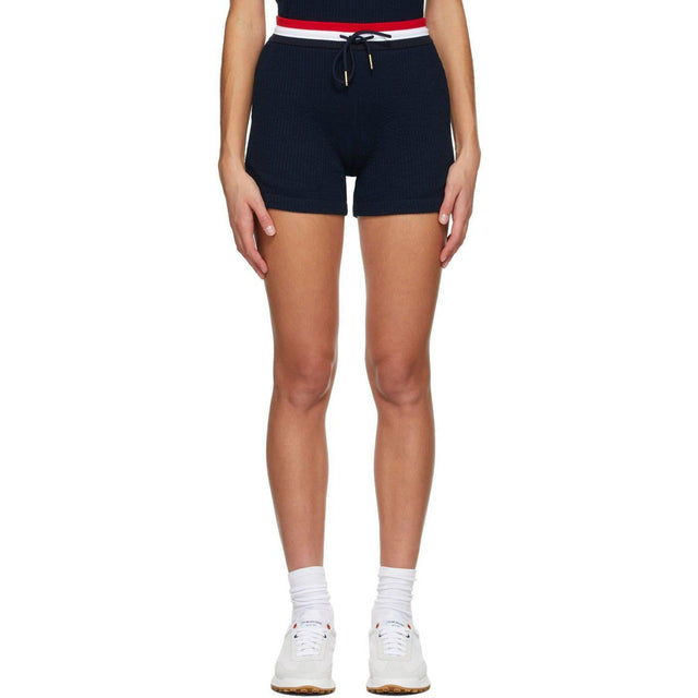 Thom Browne Navy Cotton Seersucker Shorts