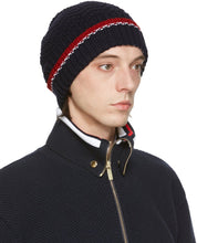 Thom Browne Navy Fine Merino Collaged Links RWB Beanie