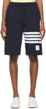 Thom Browne Navy Loopback 4-Bar Shorts - Thom Browne Navy Loopback 4-Bar Shorts - Thom Browne Navy Loopback 4- 바 단편