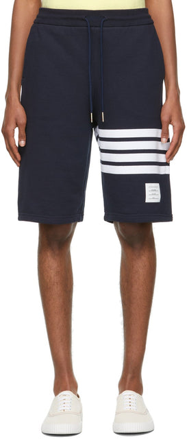 Thom Browne Navy Loopback 4-Bar Shorts - Thom Browne Navy Loopback 4-Bar Shorts - Thom Browne Navy Loopback 4- 바 단편