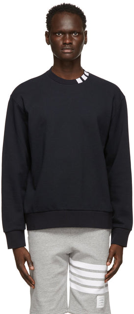 Thom Browne Navy Loopback 4-Bar Sweatshirt - Thom Browne Brothaback Sweat-shirt 4-Bar - Thom Browne Navy Loopback 4 바 - 바 스웨터