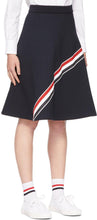 Thom Browne Navy Loopback Diagonal Stripe Skirt