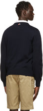 Thom Browne Navy Merino RWB Tab Relaxed-Fit Sweater