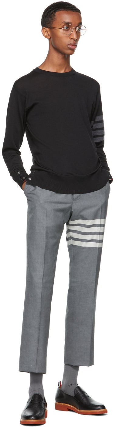 Thom Browne Navy Merino Wool 4-Bar Sweater