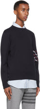 Thom Browne Navy Milano 4-Bar Stripe Crewneck Sweater