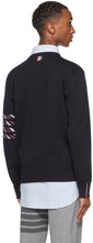 Thom Browne Navy Milano 4-Bar Stripe Crewneck Sweater