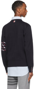 Thom Browne Navy Milano 4-Bar Stripe Crewneck Sweater