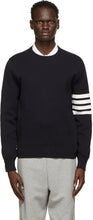 Thom Browne Navy Milano 4-Bar Sweater - Thom Browne Navy Milano Sweater 4 bar - Thom Browne Navy Milano 4 바 스웨터