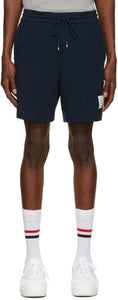 Thom Browne Navy Milano Seamed-In 4-Bar Shorts - THOM BROWNE NAVY MILANO Couture-en 4 barres à 4 bar - Thom Browne Navy Milano Seamed-in 4 bar 반바지