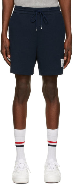 Thom Browne Navy Milano Seamed-In 4-Bar Shorts - THOM BROWNE NAVY MILANO Couture-en 4 barres à 4 bar - Thom Browne Navy Milano Seamed-in 4 bar 반바지