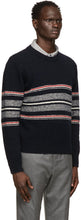Thom Browne Navy Mohair Cricket Stripe Sweater