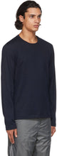 Thom Browne Navy Rib Gusset Long Sleeve T-Shirt